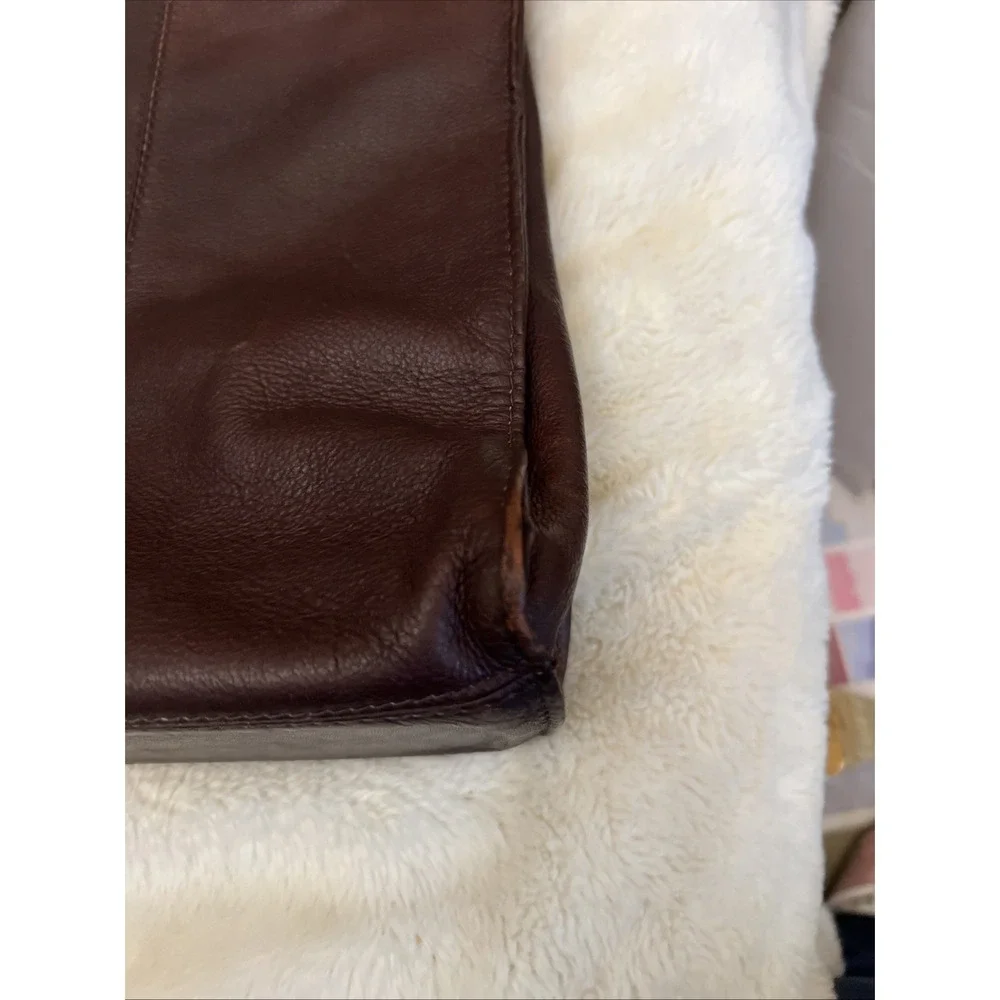 Vntg FRYE  Leather  Bag Purse Brown Side Pocket W Zipper Hobo Shoulder Rectangle